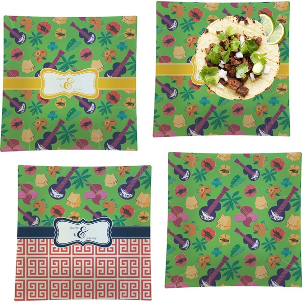 Luau Party Set of Square Dinner Plates