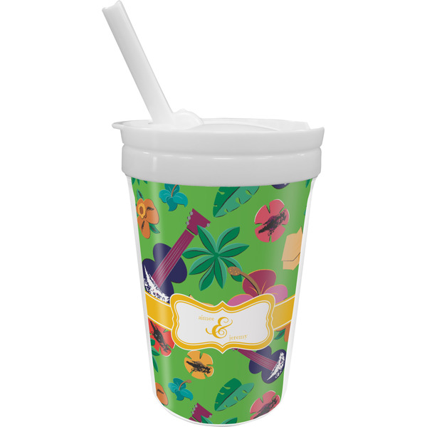 Custom Luau Party Sippy Cup with Straw (Personalized)