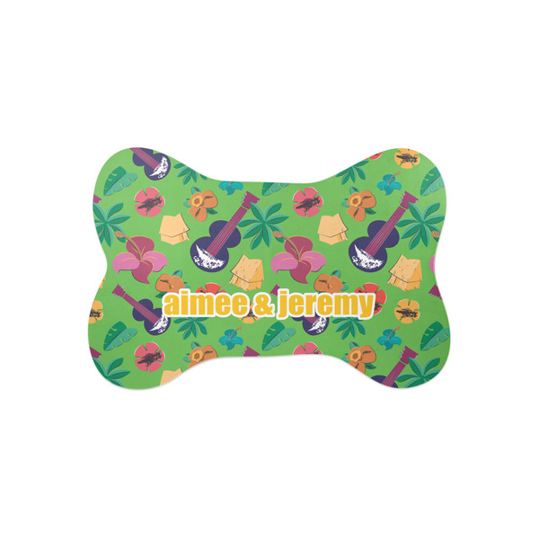 Custom Luau Party Bone Shaped Dog Food Mat (Small) (Personalized)
