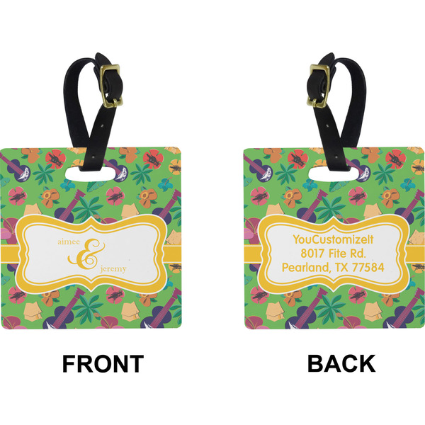 Luau Party Square Luggage Tag (Front + Back)