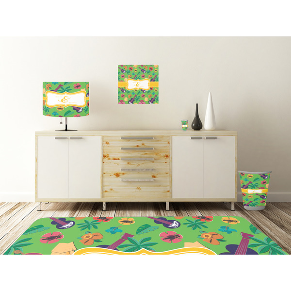 Luau Party Square Wall Decal Wooden Desk