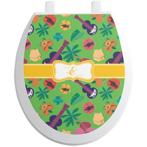 Custom Luau Party Toilet Seat Decal - Round (Personalized)