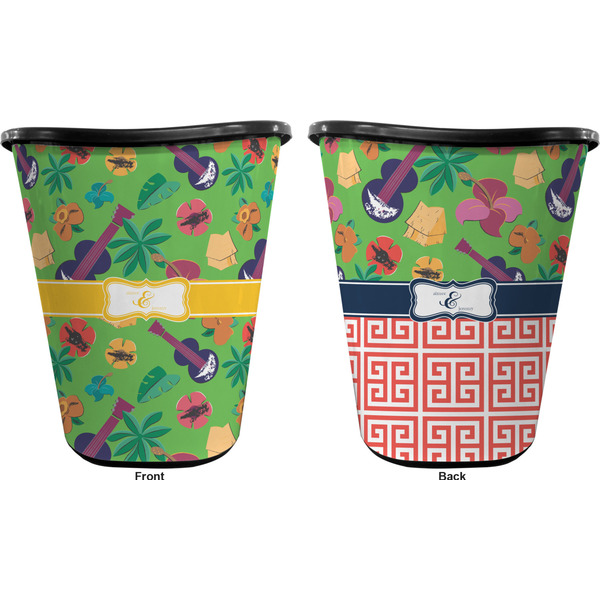 Luau Party Trash Can Black - Front and Back - Apvl