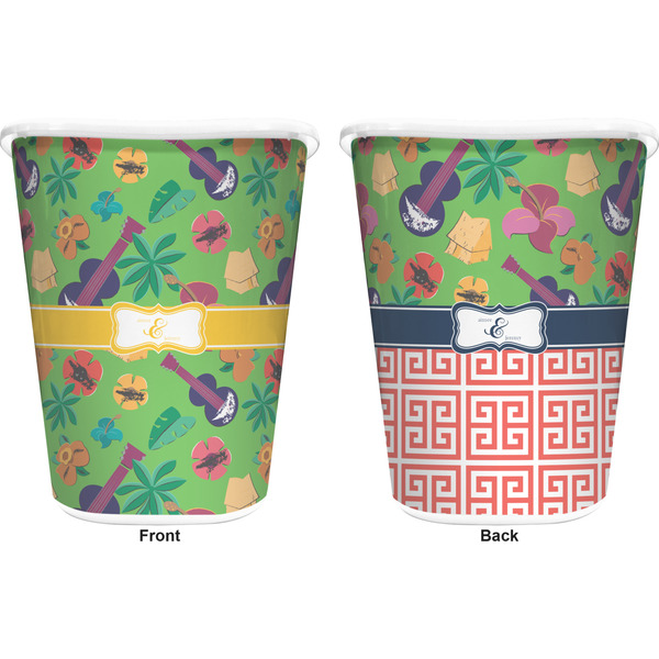 Luau Party Trash Can White - Front and Back - Apvl