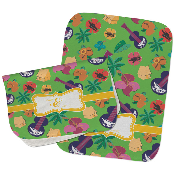 Custom Luau Party Burp Cloths - Fleece - Set of 2 w/ Couple's Names