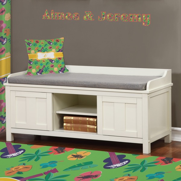 Luau Party Wall Name Decal Above Storage bench