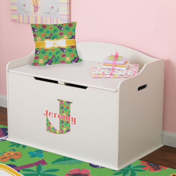 Luau Party Wall Name & Initial Small on Toy Chest