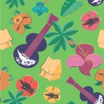 Luau Party Wallpaper & Surface Covering (Water Activated 24"x 24" Sample)