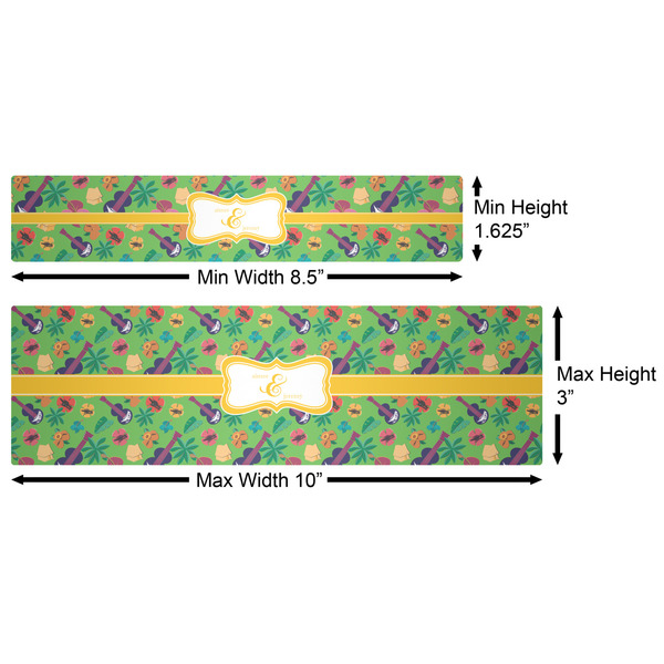 Luau Party Water Bottle Labels w/ Dimensions