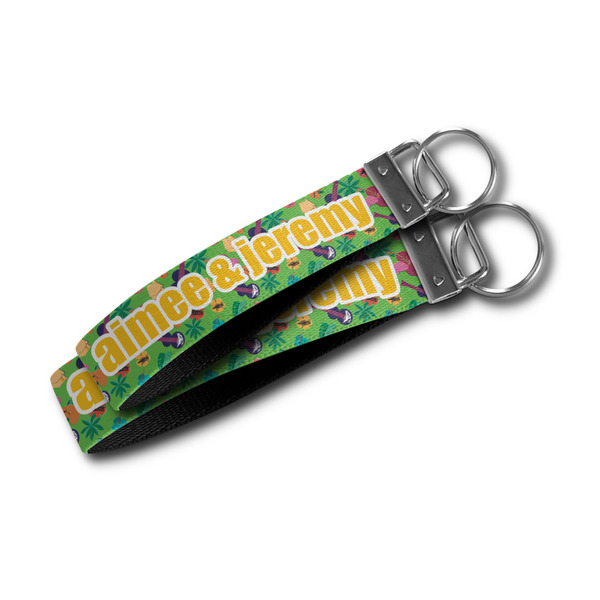 Luau Party Webbing Keychain FOBs - Size Comparison
