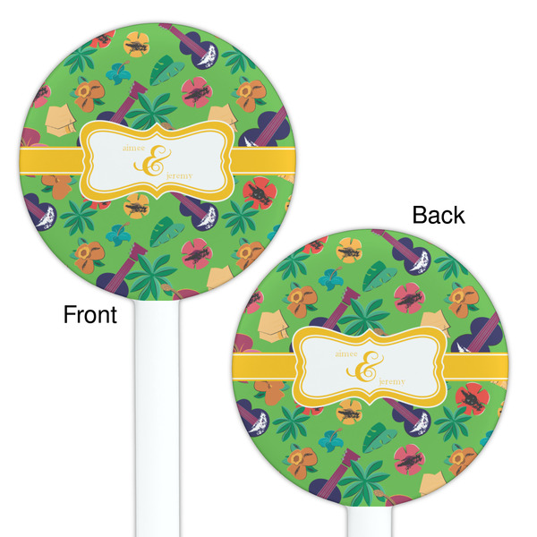 Luau Party White Plastic 5.5" Stir Stick - Double Sided - Round - Front & Back