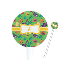 Luau Party 5.5" Round Plastic Stir Sticks - White - Single Sided (Personalized)