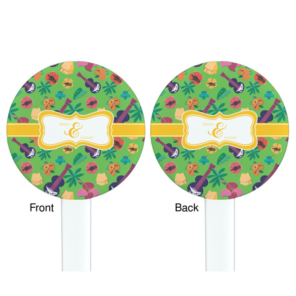 Luau Party White Plastic 7" Stir Stick - Double Sided - Round - Front & Back