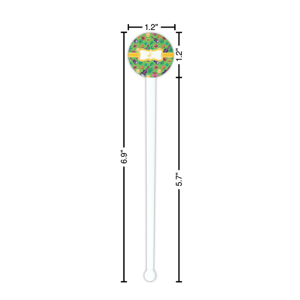 Luau Party White Plastic 7" Stir Stick - Round - Dimensions