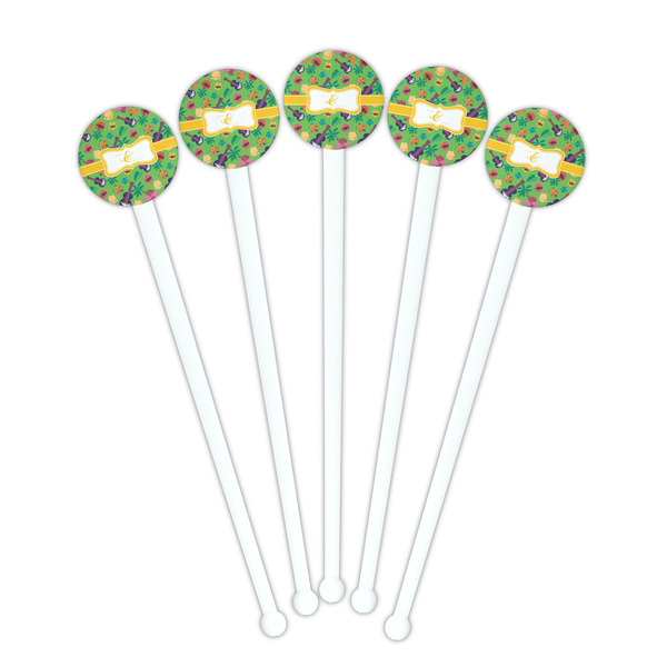 Luau Party White Plastic 7" Stir Stick - Round - Fan View