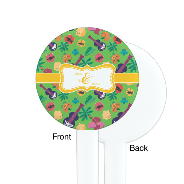 Luau Party White Plastic 7" Stir Stick - Single Sided - Round - Front & Back