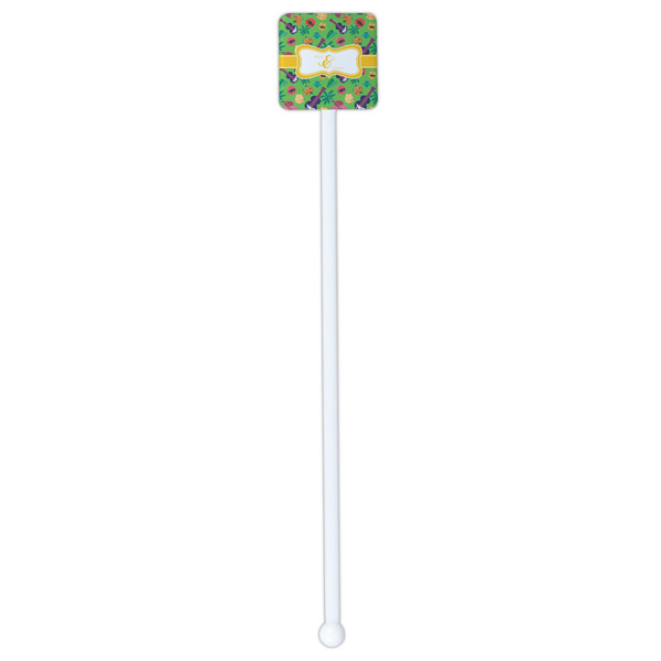 Luau Party White Plastic Stir Stick - Single Sided - Square - Single Stick