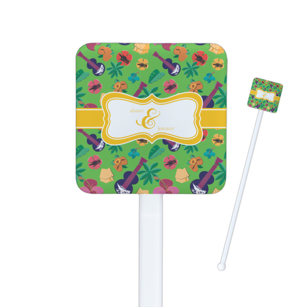 Custom Luau Party Square Plastic Stir Sticks (Personalized)
