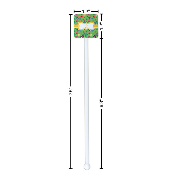 Luau Party White Plastic Stir Stick - Square - Dimensions