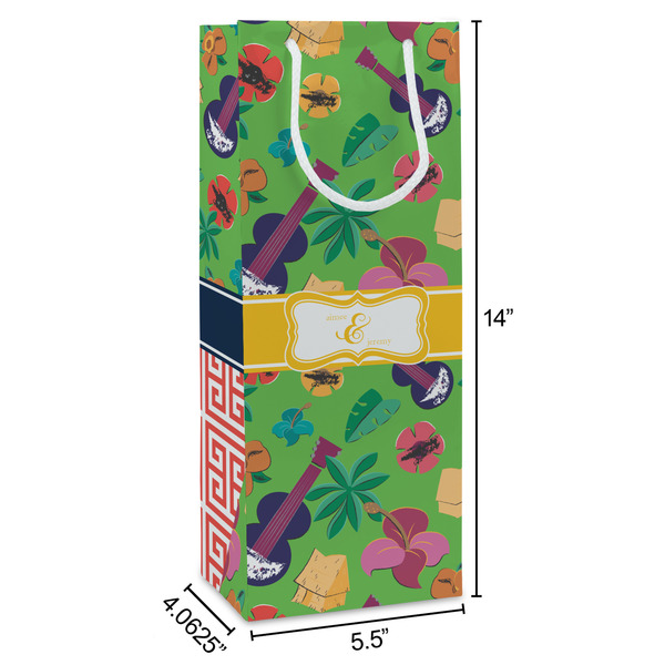 Luau Party Wine Gift Bag - Dimensions