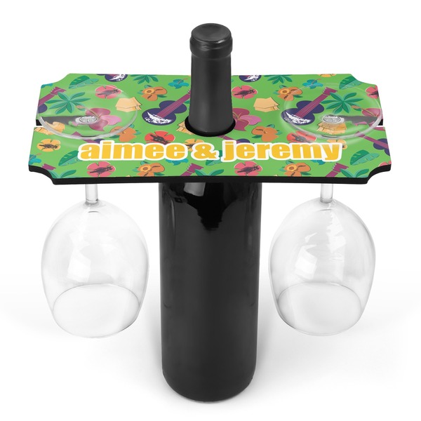 Custom Luau Party Wine Bottle & Glass Holder (Personalized)