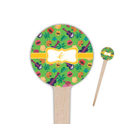 Luau Party 4" Round Wooden Food Picks - Single Sided (Personalized)