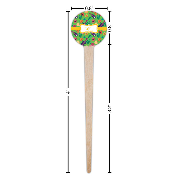 Luau Party Wooden 4" Food Pick - Round - Dimensions