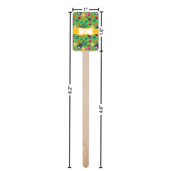 Luau Party Wooden 6.25" Stir Stick - Rectangular - Dimensions