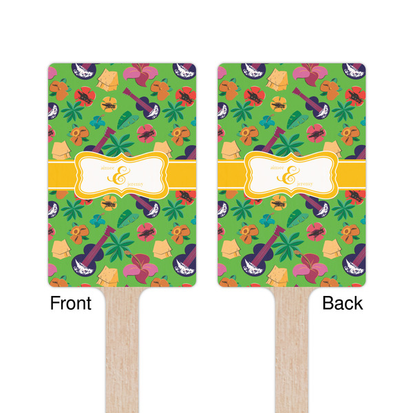 Luau Party Wooden 6.25" Stir Stick - Rectangular - Double Sided - Front & Back