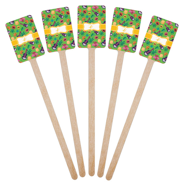 Luau Party Wooden 6.25" Stir Stick - Rectangular - Fan View