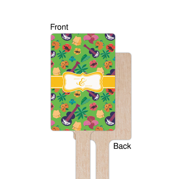 Luau Party Wooden 6.25" Stir Stick - Rectangular - Single - Front & Back