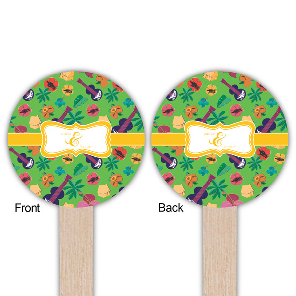 Luau Party Wooden 6" Food Pick - Round - Double Sided - Front & Back