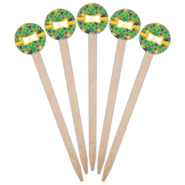 Luau Party Wooden 6" Food Pick - Round - Fan View