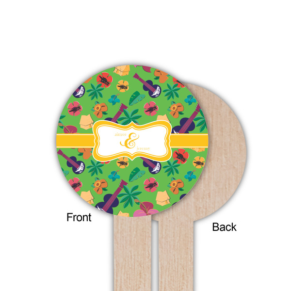 Luau Party Wooden 6" Food Pick - Round - Single Sided - Front & Back