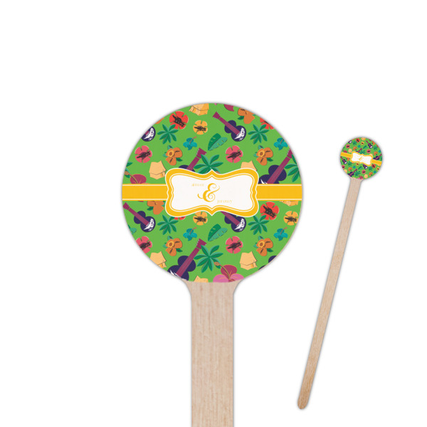 Custom Luau Party Round Wooden Stir Sticks (Personalized)