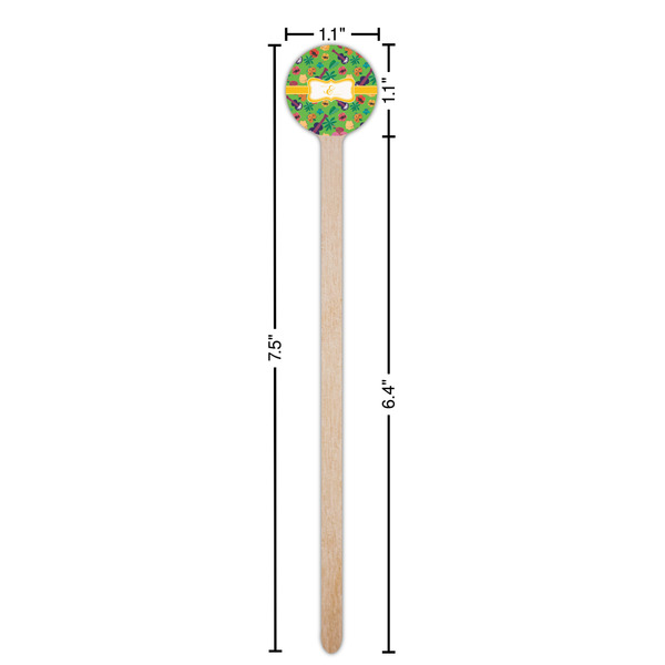 Luau Party Wooden 7.5" Stir Stick - Round - Dimensions