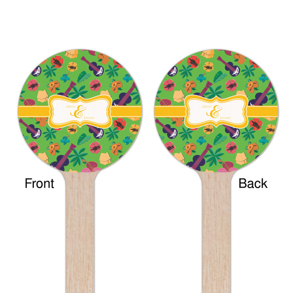 Luau Party Wooden 7.5" Stir Stick - Round - Double Sided - Front & Back