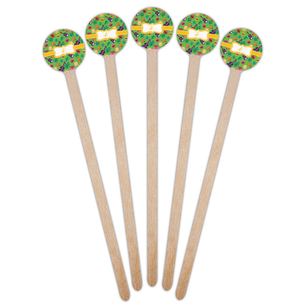 Luau Party Wooden 7.5" Stir Stick - Round - Fan View