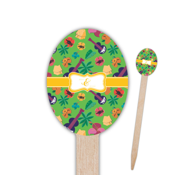 Custom Luau Party Oval Wooden Food Picks (Personalized)