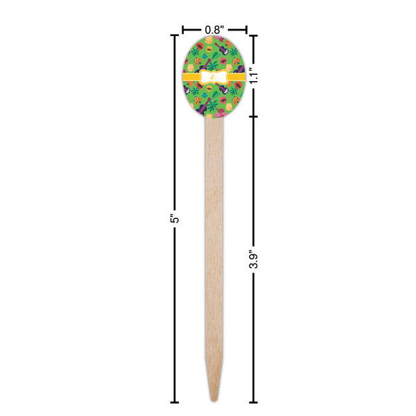Luau Party Wooden Food Pick - Oval - Dimensions