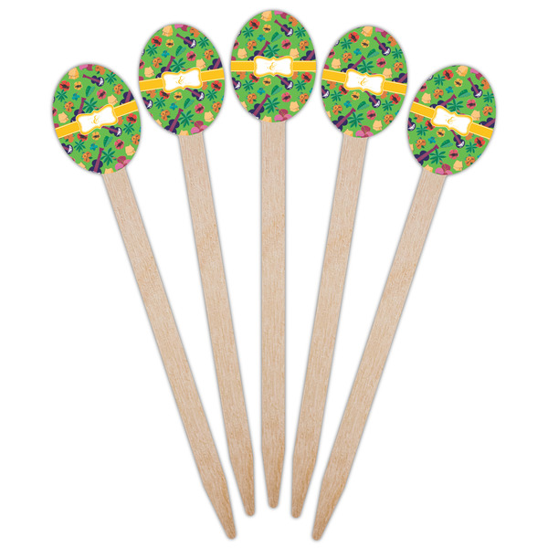 Luau Party Wooden Food Pick - Oval - Fan View