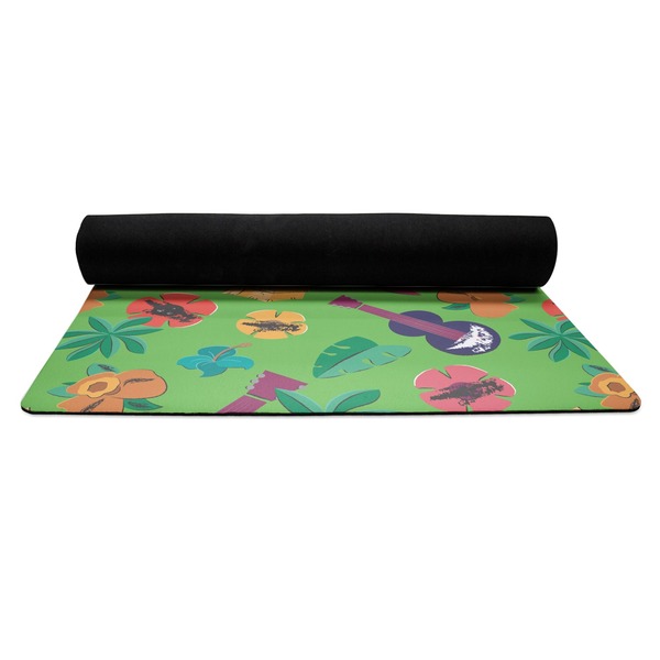 Luau Party Yoga Mat Rolled up Black Rubber Backing