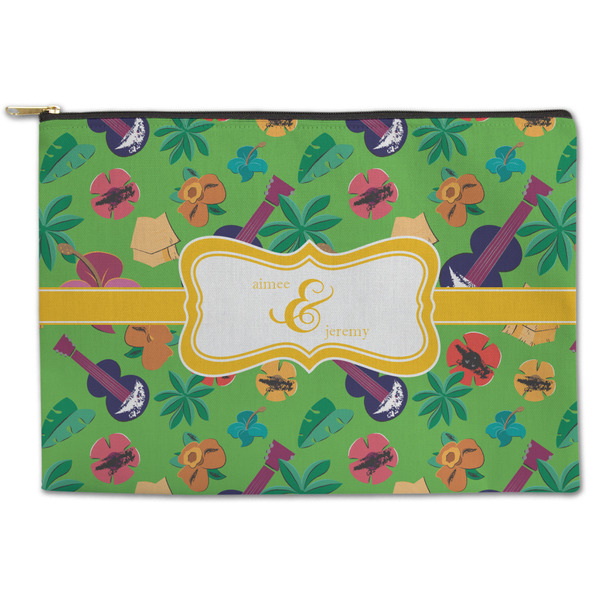 Custom Luau Party Zipper Pouch - Large - 12.5"x8.5" (Personalized)