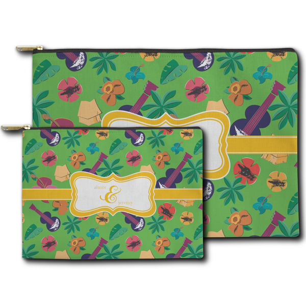 Luau Party Zippered Pouches - Size Comparison