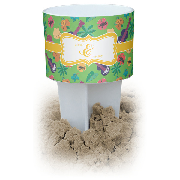 Custom Luau Party White Beach Spiker Drink Holder (Personalized)