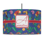 Parrots & Toucans 12" Drum Pendant Lamp - Fabric (Personalized)