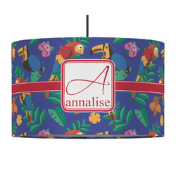Parrots & Toucans 12" Drum Pendant Lamp - Fabric (Personalized)