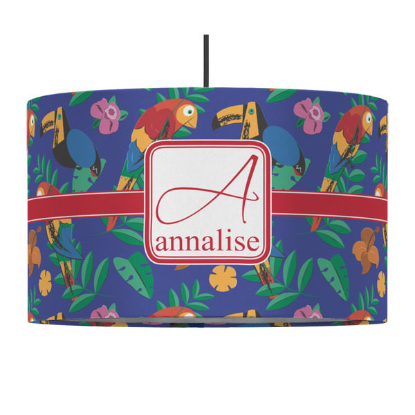 Custom Parrots & Toucans 12" Drum Pendant Lamp - Fabric (Personalized)