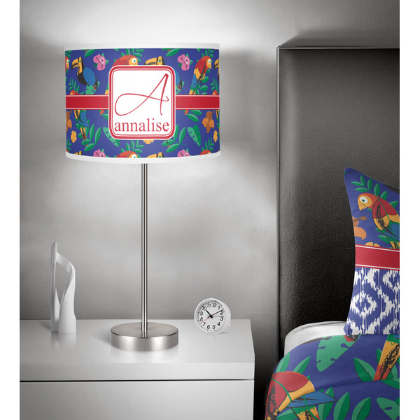 Parrots & Toucans 13 inch drum lamp shade - in room