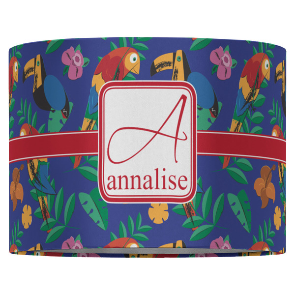 Parrots & Toucans 16" Drum Lampshade - FRONT (Fabric)